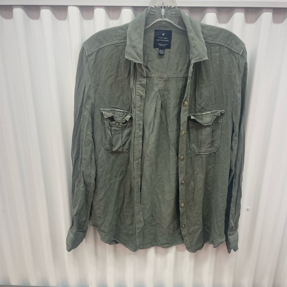 American Eagles Green Button Down Blouse Size XS